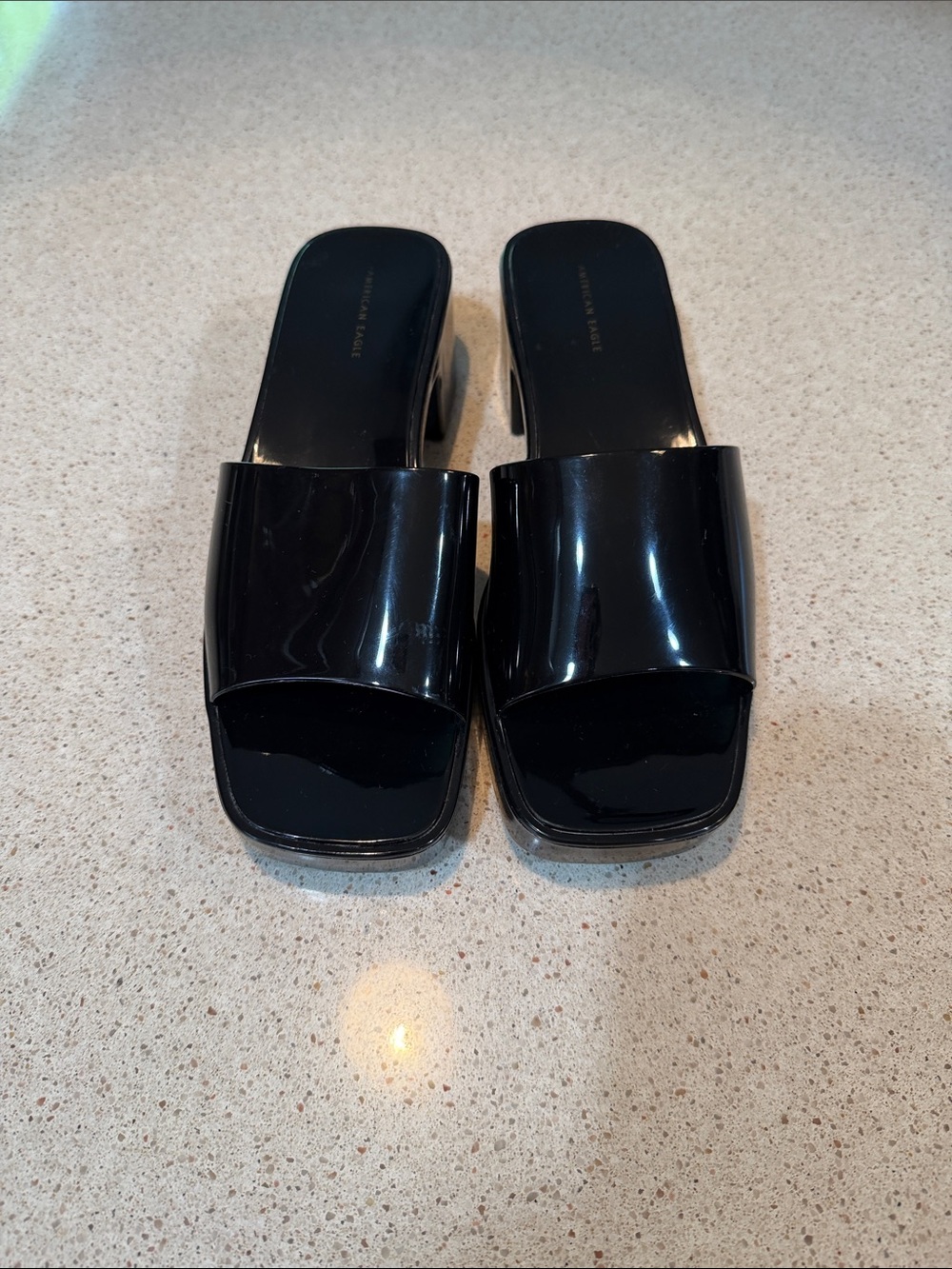 American Eagle Black Platform Slide Sandals Size 9 – 2.5” Block Heel